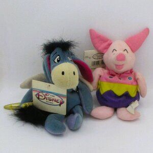Disney Store Eeyore Cupid Piglet Easter Egg  Plush Set Bean Bag 9"
